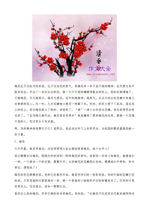 梅花托物言志的作文(梅花托物言志的作文结尾)（梅花大志作文（梅花大志作文结尾）文章) 