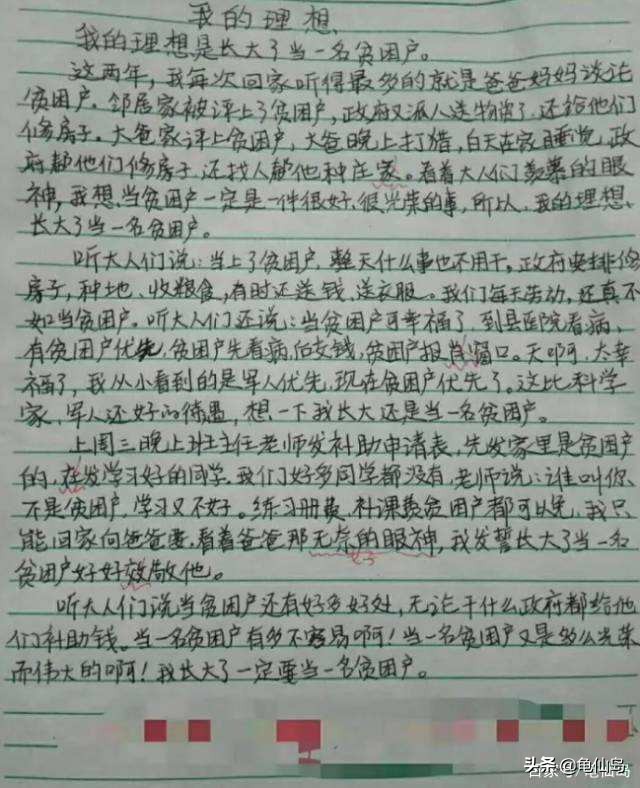小学作文:我的理想,不再是当教师医生,而是当石头,当鸡屎