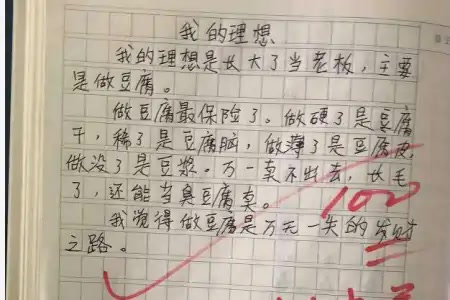 小学生作文《我的父亲》火了,因写错一个字,老师看后满脸通红