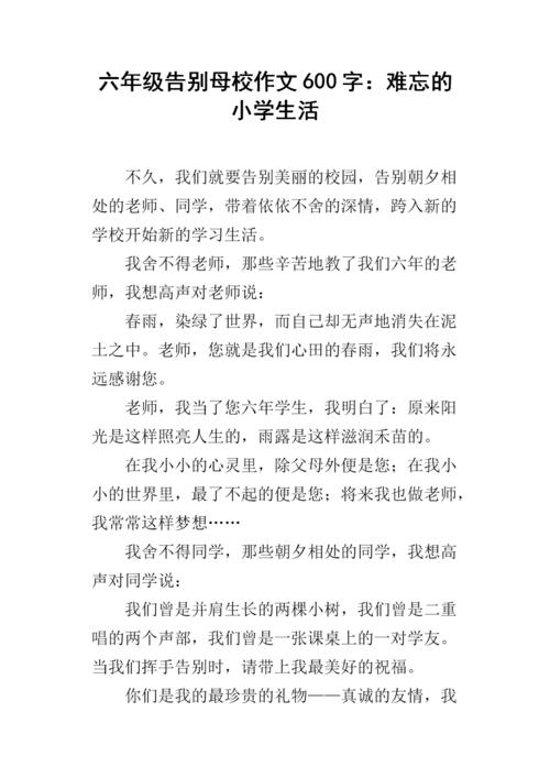告别作文600字初中