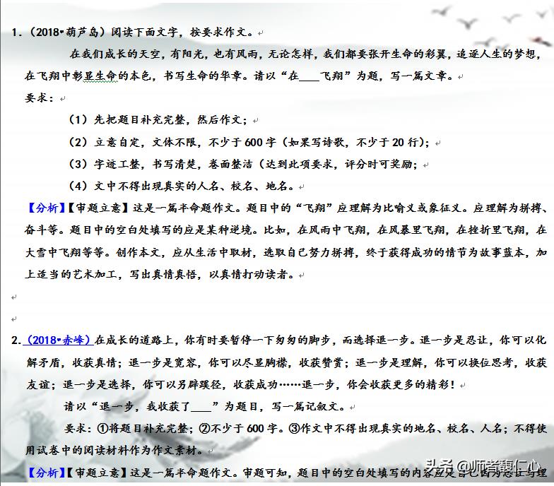 中考作文新型热门命题方式：精选20地市中考真题（附立意分析）