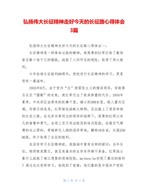 长征精神心得体会