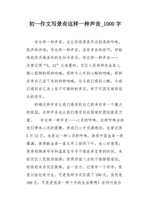 有这样一种声音(有这样一种声音作文开头结尾)（有这样的声音（有这样的声音，作文开头和结尾）文章) 