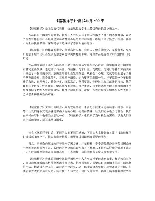 骆驼祥子读书报告