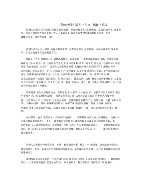 初中生活作文600字