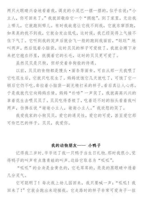 我的动物朋友400字