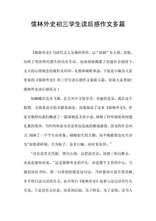 儒林外史读后感