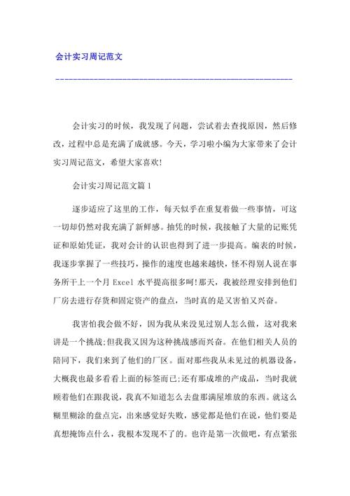 会计顶岗实习周记