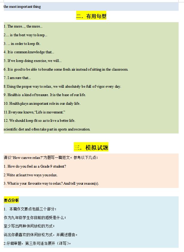 2022中考英语话题作文大全（词汇+句型+素材+操练），必备一份