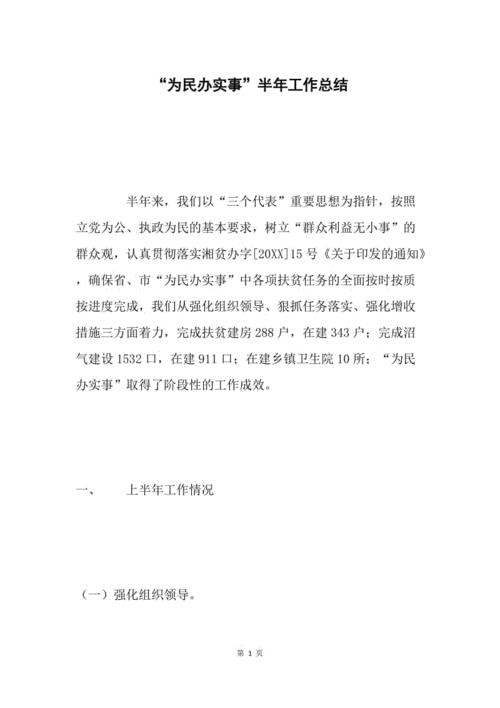 为民办实事工作总结