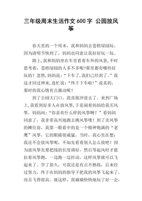 放风筝的作文300字三年级