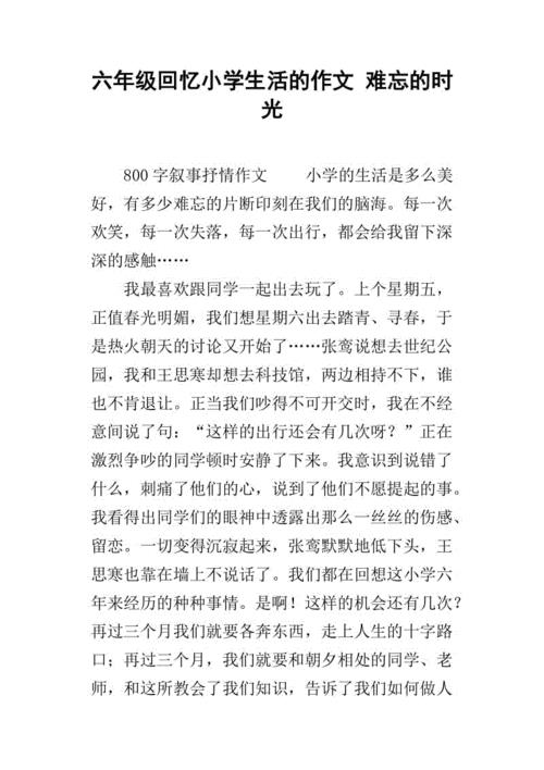 难忘的小学生活作文