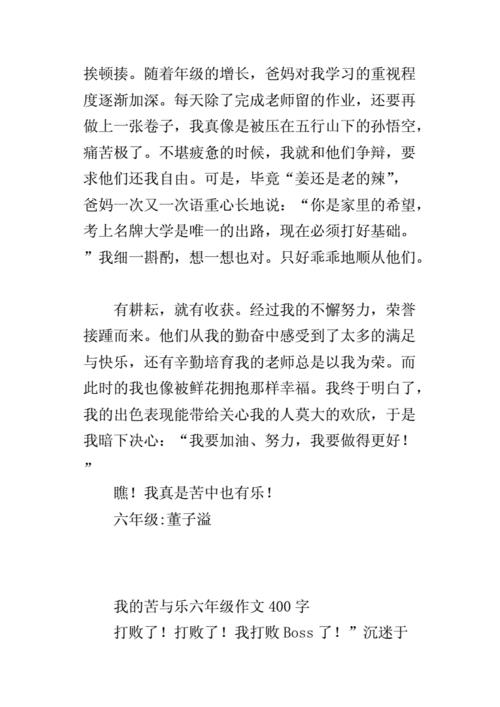 我的苦与乐作文400字(我的苦与乐作文400字优秀作文高中)（我的苦与乐作文400字（我的苦与乐作文400字高中优秀作文）文章)
