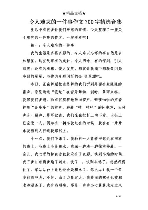 难忘的一件事600字